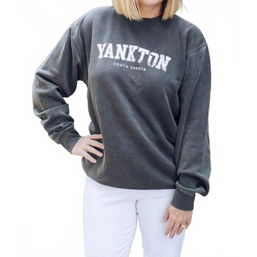 NEW RS DESIGNS yankton south dakota crewneck sweatshirt in grey